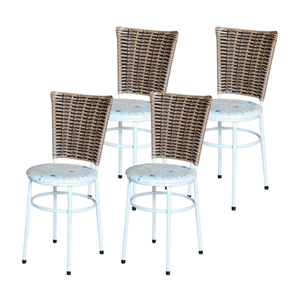Conjunto 4 Cadeiras Branca Para Cozinha Hawai Cappuccino Com