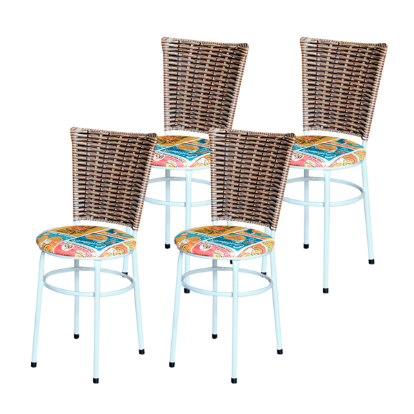 Conjunto 4 Cadeiras Branca Para Cozinha Hawai Cappuccino Com