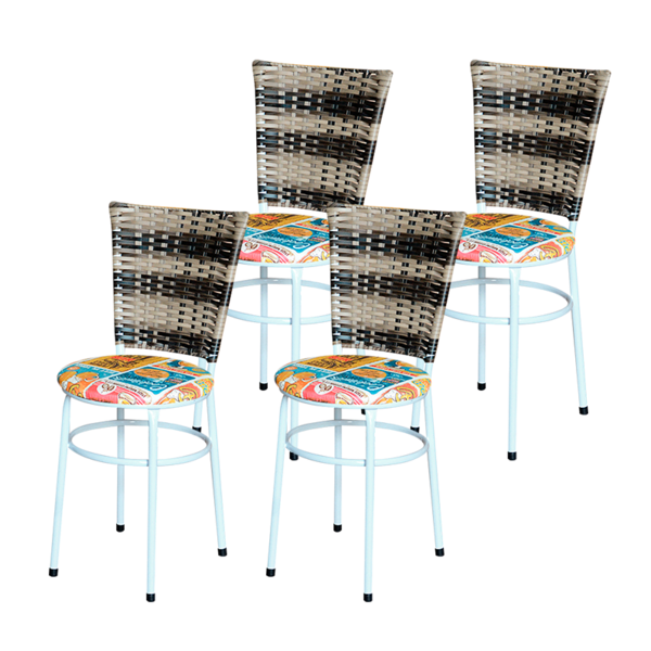 Conjunto 4 Cadeiras Branca Para Cozinha Hawai Cappuccino Prem