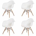 Conjunto 4 Cadeiras Charles Eames Eiffel Com Braço Branca Bas