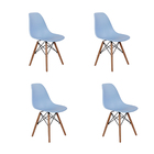 Conjunto 4 Cadeiras Charles Eames Eiffel Wood Base Madeira -