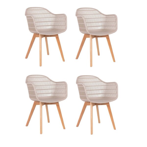 Conjunto 4 Cadeiras Com Braço Agnes   Nude