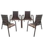 Conjunto 4 Cadeiras De Descanso Em Junco Para Área E Jardim