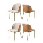 Conjunto 4 Cadeiras De Jantar Aurora Linho Bege E Couro Caram