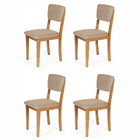 Conjunto 4 Cadeiras De Jantar Estofada Em Madeira Maciça Ella