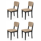 Conjunto 4 Cadeiras De Jantar Estofada Em Madeira Maciça Ella