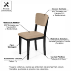 Conjunto 4 Cadeiras De Jantar Estofada Em Madeira Maciça Ella