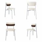 Conjunto 4 Cadeiras De Jantar Kyta Tecido Mesclado Est.branca