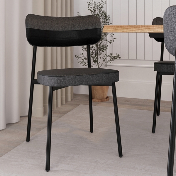 Conjunto 4 Cadeiras De Jantar Tecido Sint. Alloa Est. Preta