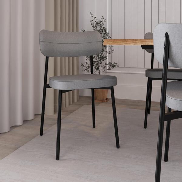 Conjunto 4 Cadeiras De Jantar Tecido Sint. Alloa Est. Preta