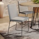 Conjunto 4 Cadeiras De Linho Para Sala De Jantar Dubai Cinza