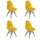 Conjunto 4 Cadeiras Dkr Charles Eames Wood Estofada Botonê -