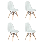 Conjunto 4 Cadeiras Dkr Charles Eames Wood Estofada Botonê -