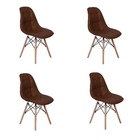 Conjunto 4 Cadeiras Dkr Charles Eames Wood Estofada Botonê -