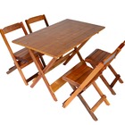 Conjunto 4 Cadeiras E 1 Mesa Dobrável De Madeira  120 X 70 -
