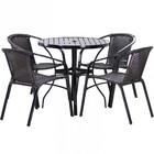 Conjunto 4 Cadeiras E Mesa Floripa Tampo Ripado Em Alumínio P