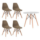 Conjunto 4 Cadeiras Eiffel Eames Nude + 1 Mesa Eames 80cm Bra