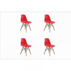 Conjunto 4 Cadeiras Eiffel Pp Base Madeira Desmontada  Vermel