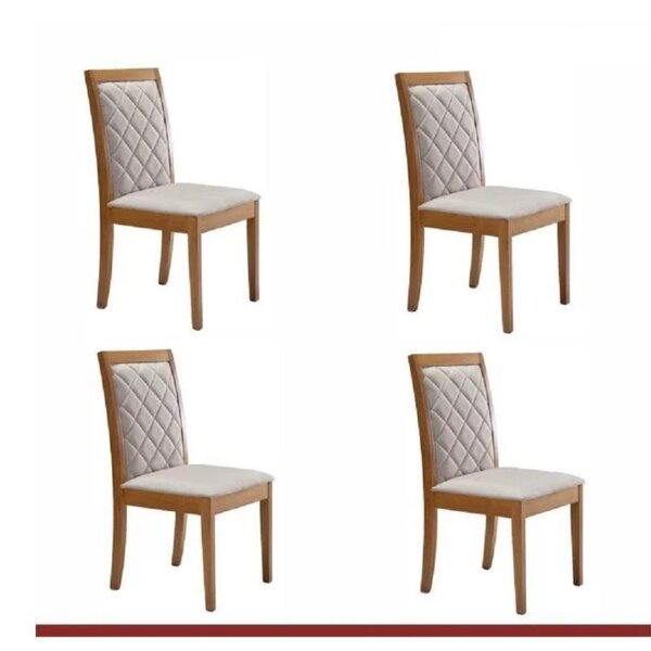 Conjunto 4 Cadeiras Em Madeira Maciça Estofadas Berlim Espres