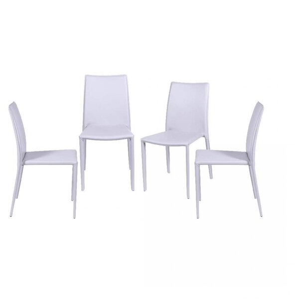 Conjunto 4 Cadeiras Em Metal E Corino Glam  Branco