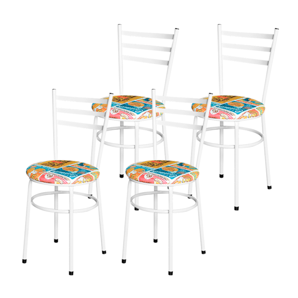 Conjunto 4 Cadeiras Epoxi Branca Para Cozinha Com Assento Per
