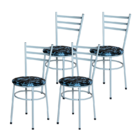 Conjunto 4 Cadeiras Epoxi Cinza Para Cozinha Com Assento Pers