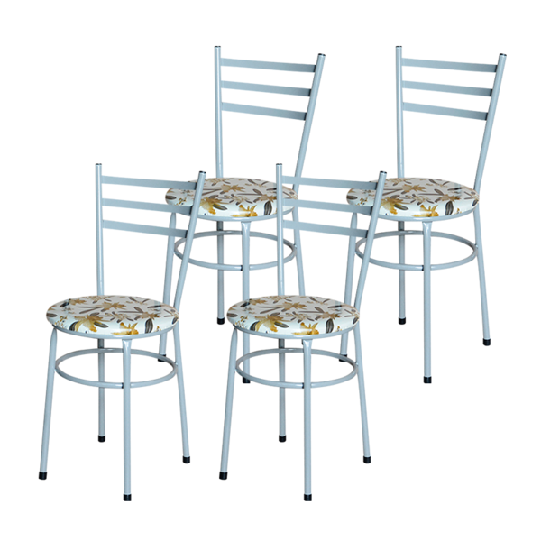 Conjunto 4 Cadeiras Epoxi Cinza Para Cozinha Com Assento Pers