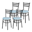 Conjunto 4 Cadeiras Epoxi Preta Para Cozinha Com Assento Pers
