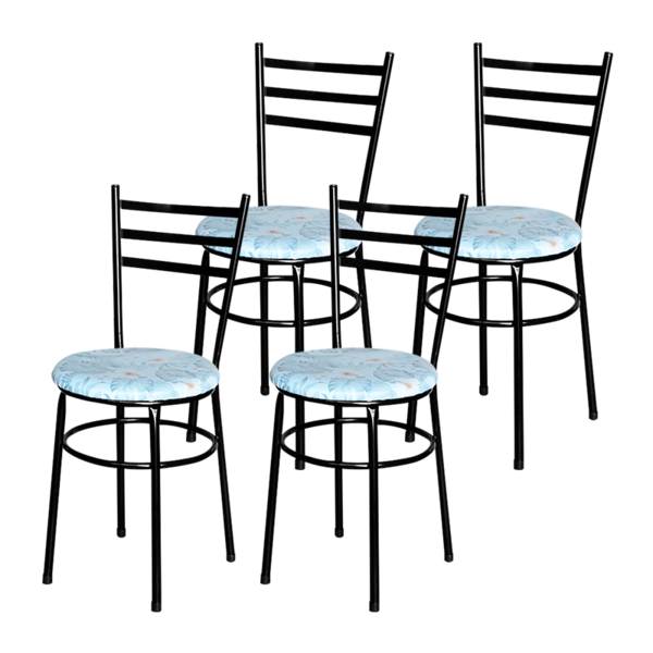 Conjunto 4 Cadeiras Epoxi Preta Para Cozinha Com Assento Pers