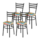 Conjunto 4 Cadeiras Epoxi Preta Para Cozinha Com Assento Pers