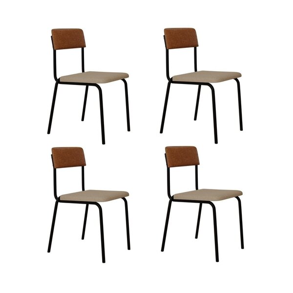 Conjunto 4 Cadeiras Estofadas Fixa Empilhável Fit Areia / Car