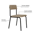 Conjunto 4 Cadeiras Estofadas Fixa Empilhável Fit Areia / Pre