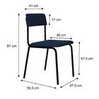 Conjunto 4 Cadeiras Estofadas Fixa Empilhável Fit Azul / Pret