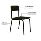 Conjunto 4 Cadeiras Estofadas Fixa Empilhável Fit Verde Musgo
