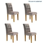 Conjunto 4 Cadeiras Estofadas Hobby Ypê/ Cinza