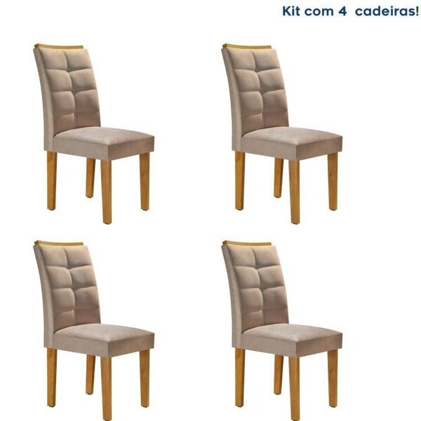 Conjunto 4 Cadeiras Estofadas Nápoles Espresso Móveis Ypê