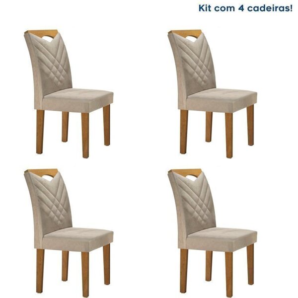 Conjunto 4 Cadeiras Estofadas Texas Ype/jacar