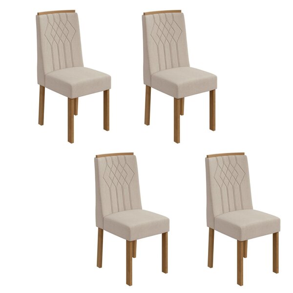 Conjunto 4 Cadeiras Exclusive  Amêndoa Clean/linho Rinzai Bege
