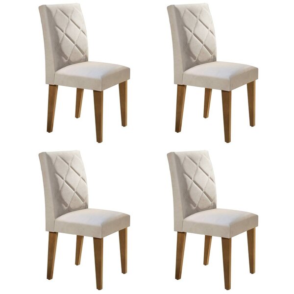 Conjunto 4 Cadeiras Irlanda Veludo Creme/imbuia