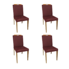 Conjunto 4 Cadeiras Jantar Estofadas Hellena Suede Vinho