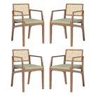 Conjunto 4 Cadeiras King Com Braço Em Madeira Maciça Com Tela