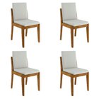 Conjunto 4 Cadeiras Lady Em Madeira Maciça Mel Natural/linho