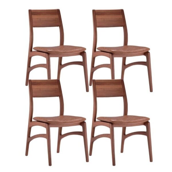 Conjunto 4 Cadeiras Madeira Maciça Alento Champagne/castanho