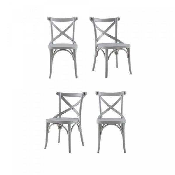 Conjunto 4 Cadeiras Madeira Maciça Tauari Cross Laquado X Tex