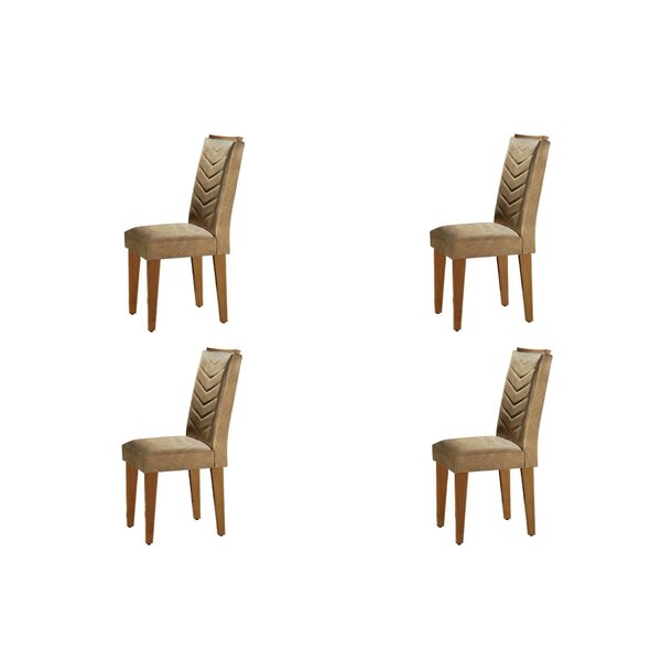 Conjunto 4 Cadeiras Madeira Munique Animalle Chocolate/capucc