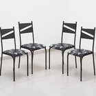 Conjunto 4 Cadeiras Para Cozinha E Sala De Jantar Preto Floral
