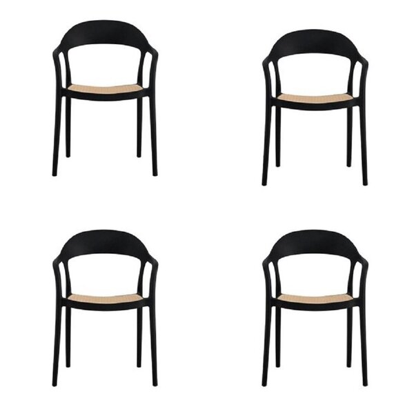 Conjunto 4 Cadeiras Para Jardim E Varanda Lia Com Braço Preto