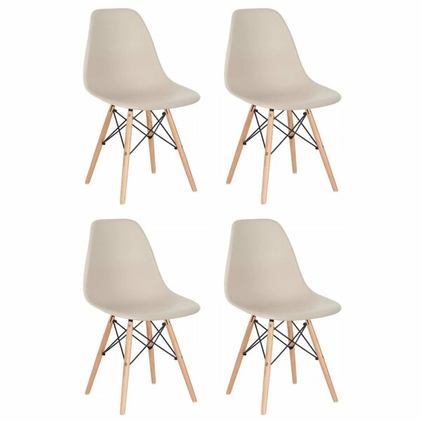 Conjunto 4 Cadeiras Para Sala De Jantar Eames Eiffel Dkr Nude