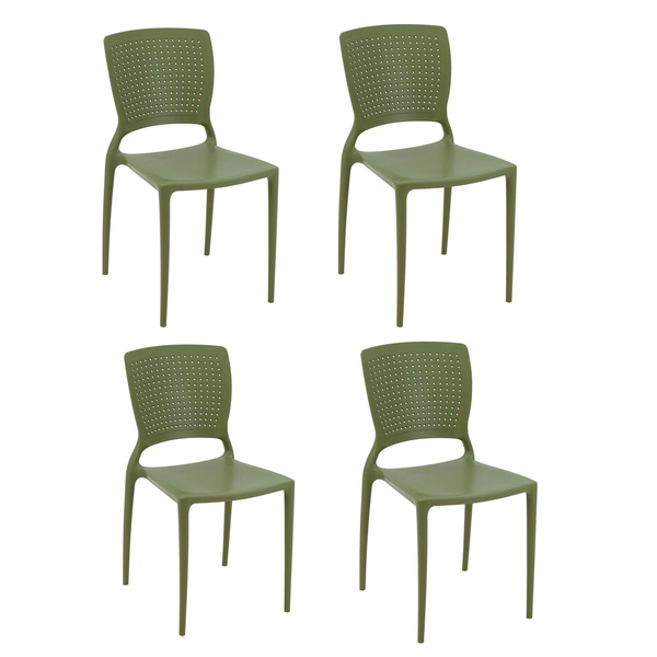 Conjunto 4 Cadeiras Plástico Polipropileno E Fibra De Vidro S