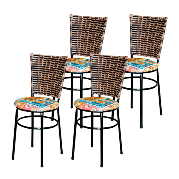 Conjunto 4 Cadeiras Preta Para Cozinha Hawai Cappuccino Com A